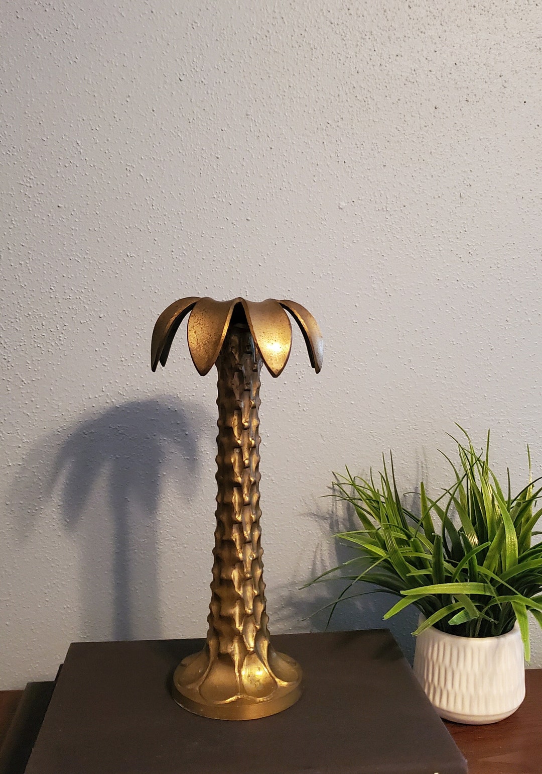 Brass Palm Tree Candlestick Brass Palm Tree Candle Holder Etsy