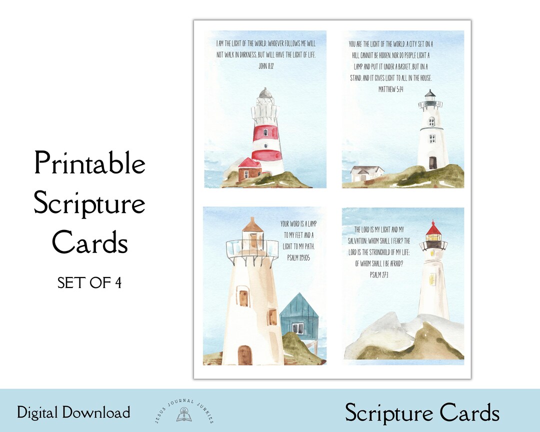 Printable Scripture Cards, Bible Verse Cards, Christian Encouragement ...