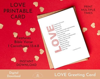 Tarjeta de San Valentín, Tarjeta imprimible de amor, Tarjeta de fe cristiana, Descarga imprimible cristiana, Tarjeta de boda, Tarjeta de aniversario, Tarjeta de baby shower