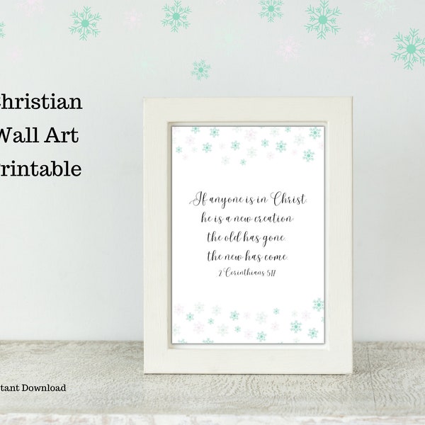 New Year Wall Decor, Bible Verse Wall Art, Corinthians Printable, Christian Bible Verse, New Year Printable, Christian Art, Christian Print