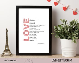 Decoración de pared cristiana, arte de pared con versículos bíblicos, versículos bíblicos de amor, arte cristiano para bodas, imprimible cristiano, arte de pared para baby shower de aniversario