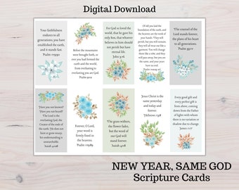 Tarjeta de las Escrituras de Año Nuevo, Tarjeta para memorizar las Escrituras, Tarjeta con versículos bíblicos, Estudio bíblico, Escritura de enero, Regalo cristiano, Tarjeta de oración, Biblia