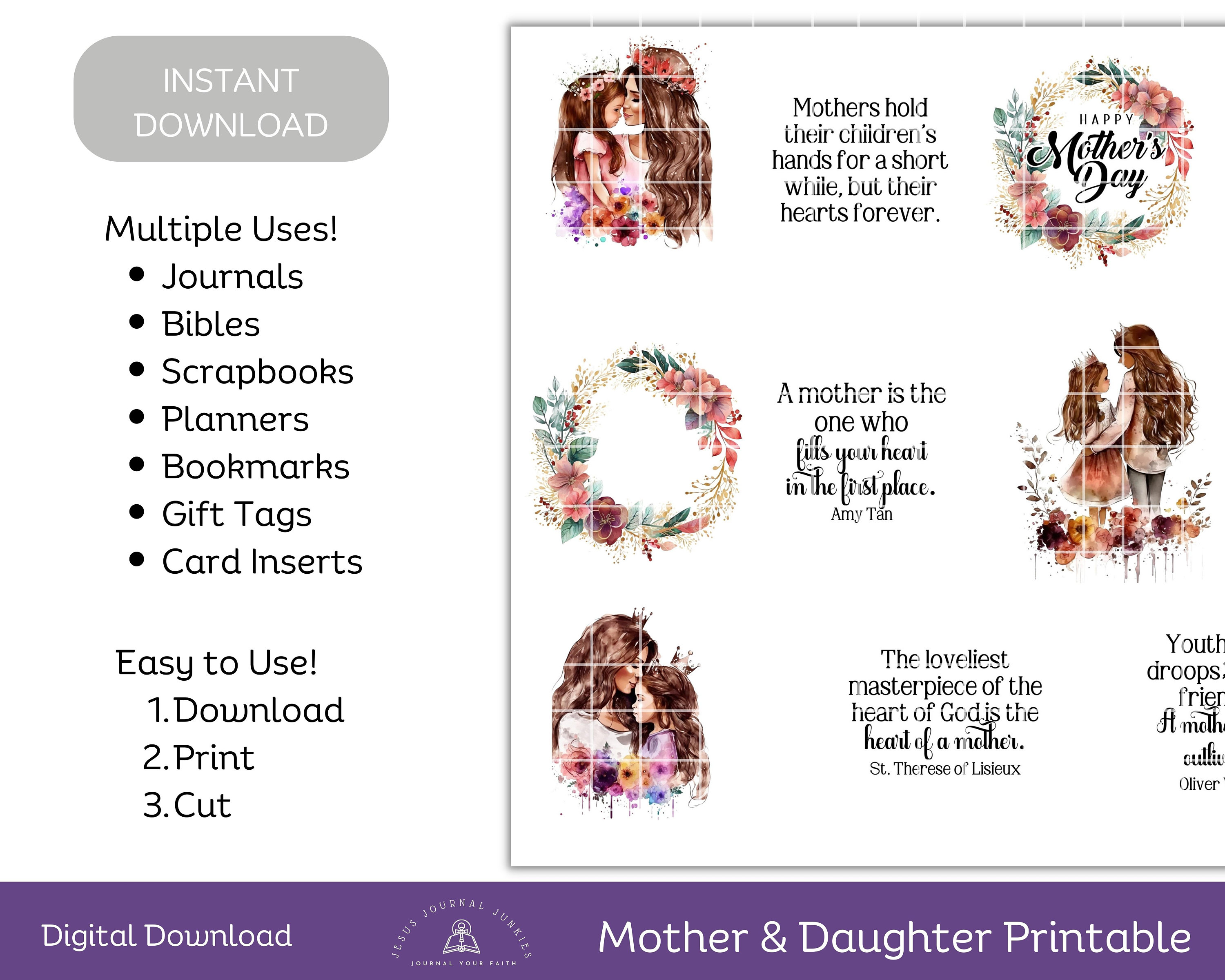 Mother's Day Printable, Mother &amp; Daughter, I Love My Daughter, Best Mom ...