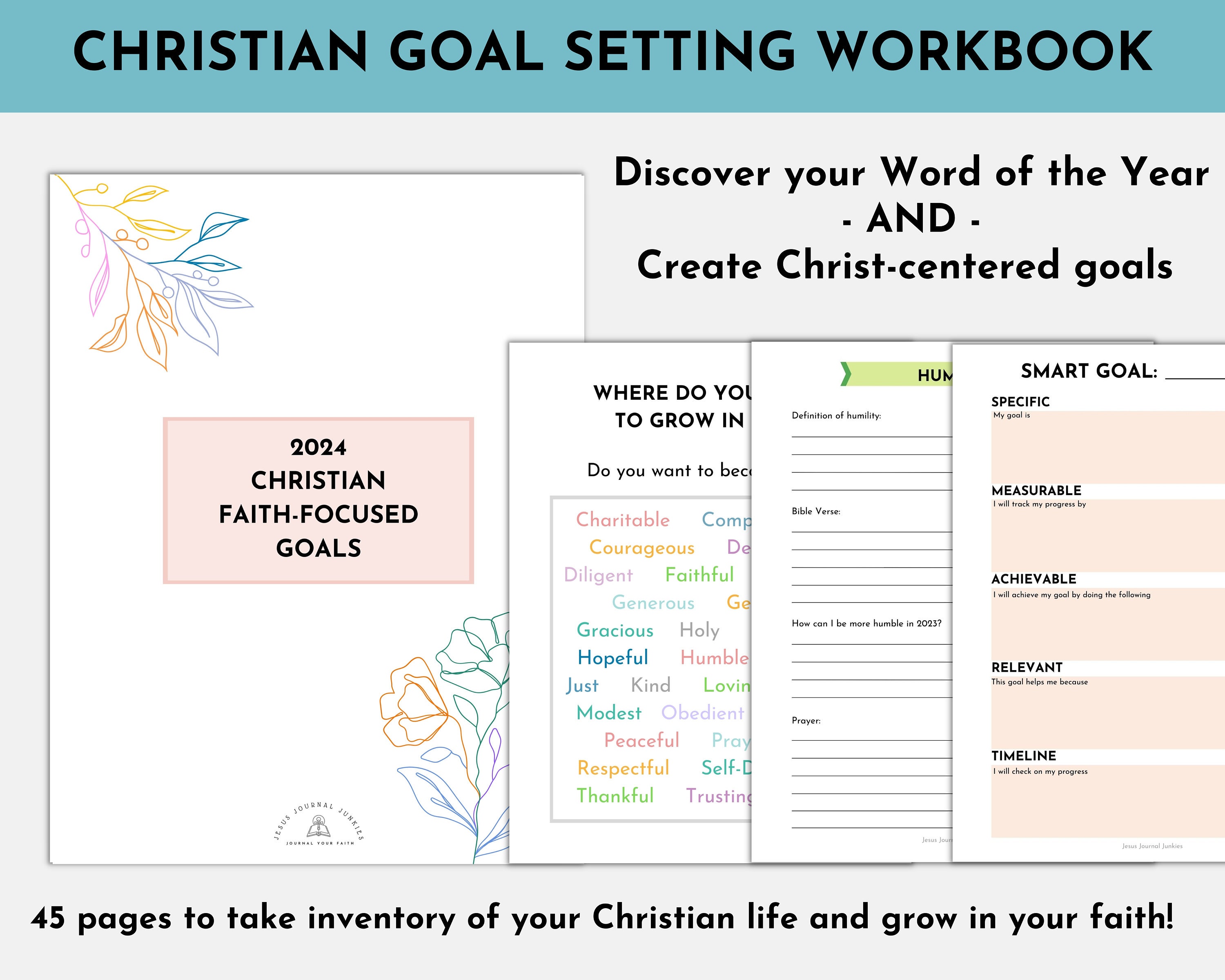 Christian Goal Workbook, Christian Resolution, Word of the Year, Christ