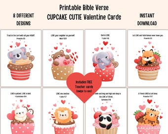 Tarjetas de San Valentín para niños, tarjetas de San Valentín con cupcakes, lindas tarjetas de San Valentín con animales, tarjetas de San Valentín cristianas para niños, tarjetas de San Valentín religiosas.