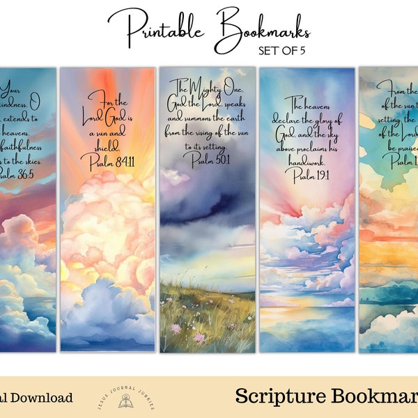 Scripture Bookmarks, Bible Verse Bookmarks, Faith Bookmarks, Printable Religious Bookmarks, Bookmark Set, Christian Art, Illustrated Faith