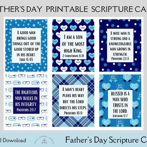 Father's Day Printable, Bible Verse Printable, I Love Dad, Best Dad Ever, Celebrate Dad, Masculine Scripture Cards, Christian Men