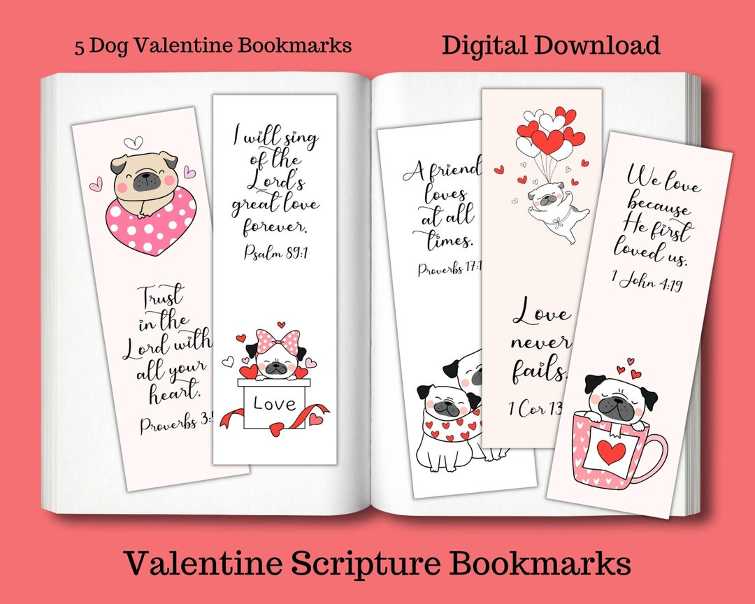 Valentine Bookmark/dog Bookmark/scripture Bookmark/valentine Scripture ...