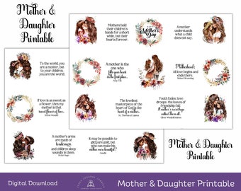 Día de la Madre Imprimible, Madre e Hija, Amo a mi Hija, Mejor Mamá de Todos, Celebrar a Mamá, Descarga Instantánea, Mujeres Cristianas, Mamá Feliz