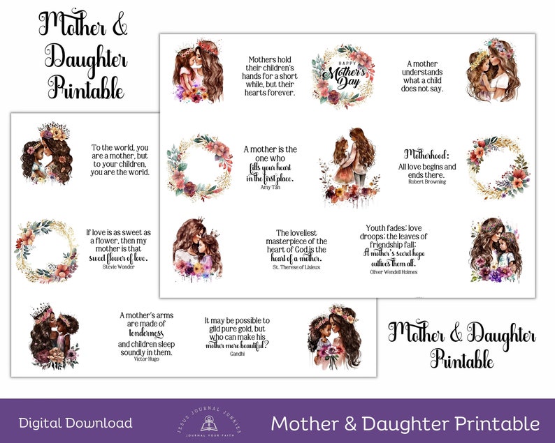Mother's Day Printable, Mother &amp; Daughter, I Love My Daughter, Best Mom Ever, Celebrate Mom ...