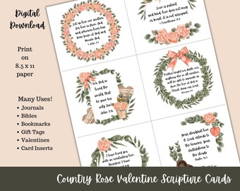 Tarjeta de las Escrituras de la Amistad, versículo bíblico del amor de la rosa del país, tarjeta de las Escrituras cristianas, tarjeta del versículo bíblico de San Valentín, Escritura del amor, tarjeta de fe