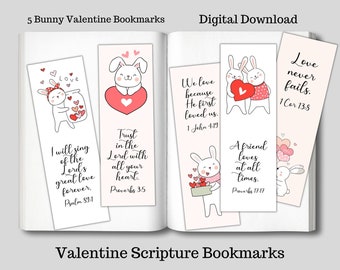 Marcador cristiano/Marcador de las Sagradas Escrituras/Escrituras de San Valentín/San Valentín cristiano/Marcador imprimible/San Valentín imprimible/Regalo para amantes de los libros