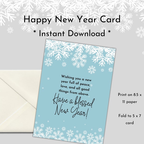 Happy New Year Card, New Year printable card, New Year Card, Winter Card, Printable Holiday Card, New Year Card Digital Download, 2024 Card