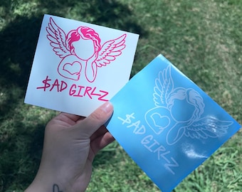 Junior H Sad Girlz Decal | Angel Girl Vinyl Sticker | Car Decal | Laptop Sticker | Sad Girl Aesthetic | Pink White Vinyl