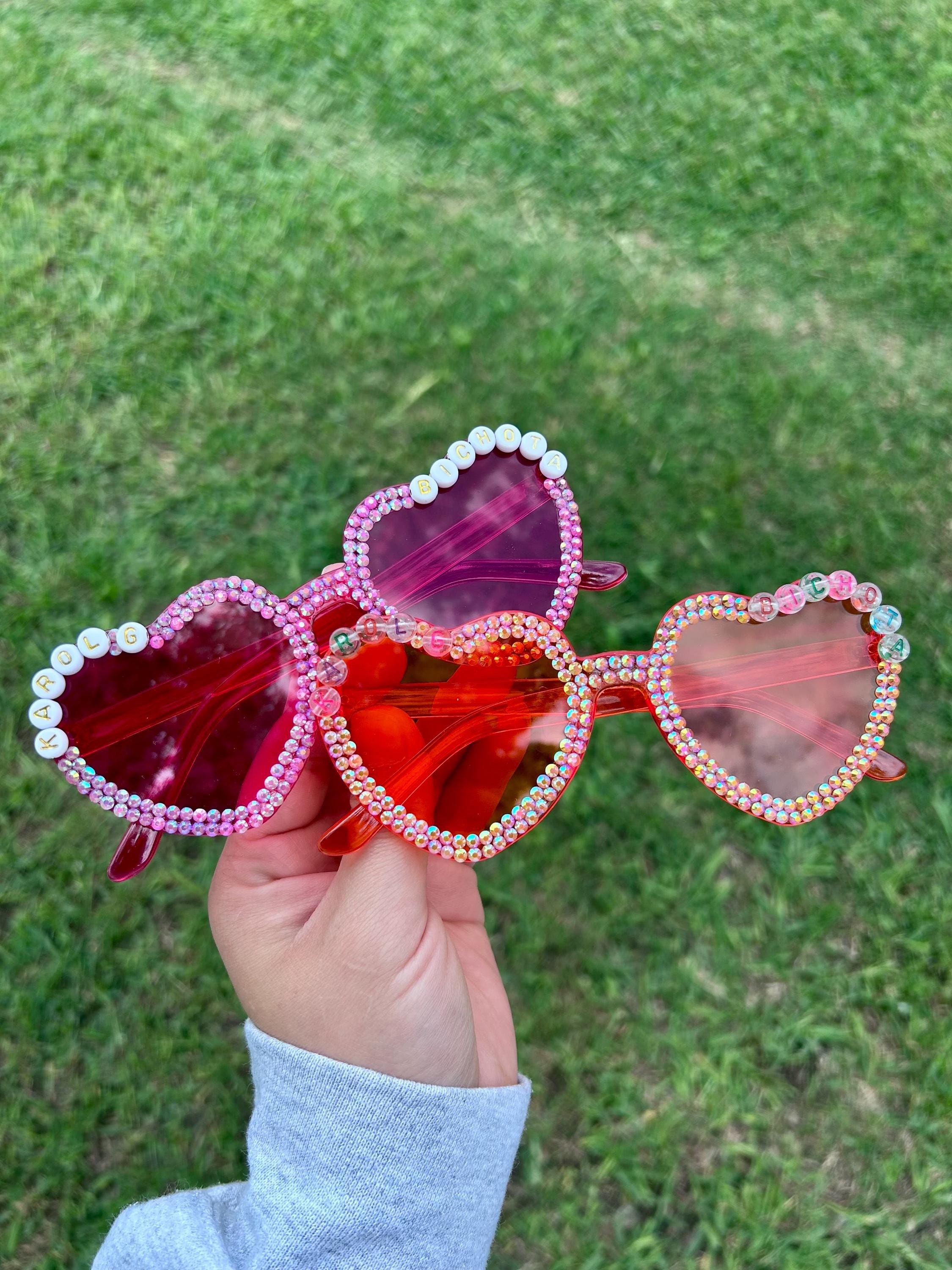 Custom Karol Heart Sunglasses | Rhinestone Heart Glasses