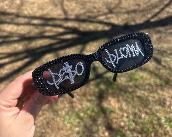 Peso Pluma Concert Glasses | Rhinestone border Sunglasses | Tour Outfit Accessories | Corridos Tumbados Fan Merch