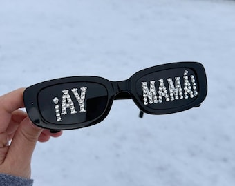 Tito Double P Inspired Rhinestone Concert Sunglasses | Ay Mamá Bling Glasses | Latin Music Festival Shades | Custom Statement Eyewear