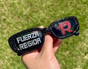 Gafas de concierto Fuerza Regida / Gafas de sol personalizadas con pedrería / Accesorios para atuendos de concierto / Gafas para festivales de música / Regalo para fans
