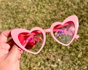 Latina Foreva Heart Sunglasses | Karol G Inspired Concert Glasses | Pink Heart Sunglasses | Festival Accessories