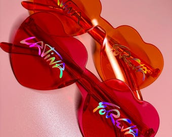 Latina Foreva Heart Sunglasses | Concert Glasses | Holographic Heart Sunglasses | Festival Outfit | Latina Gift
