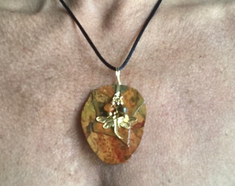 Large stone pendant, chunky statement pendant, boho earthy pendant, rustic nature inspired pendant, gift for women