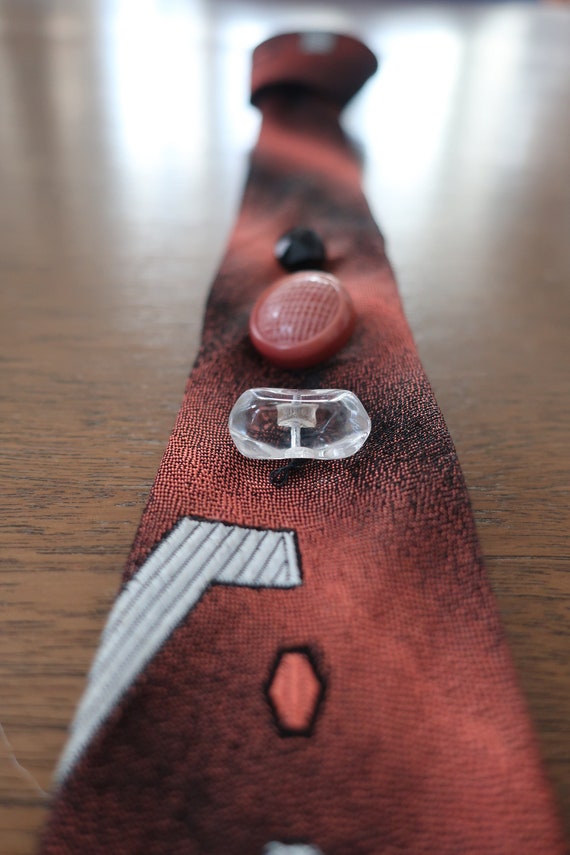 Copper, Black and White Button Tie #1