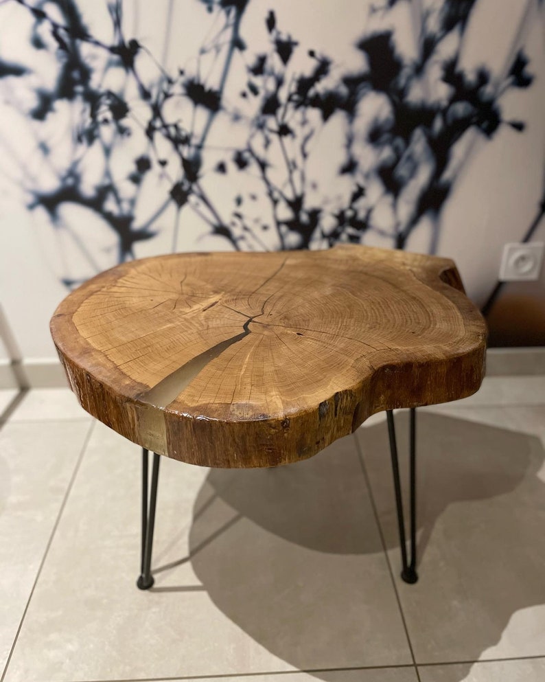 round wooden coffee table image 2