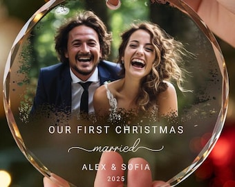 Personalized Our First Christmas Married Ornament 2025 Custom Photo Ornament