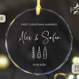 Personalized 1st Christmas Married Ornament 2023 1st Married Ornament Custom Just Married Ornament 2023 Glass and Ceramic Ornaments PSO29