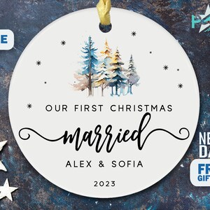 First Christmas Married - Personalized Mr and Mrs Tree Ornament for Our First Christmas as Mr and Mrs - Newlywed Gift PSO131