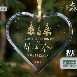 Mr. and Mrs. Christmas Ornament 2023 Custom Just Married Ornament Personalized Newlywed Xmas Tree Decor PSO197