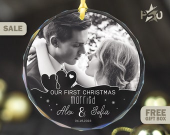 First Christmas Married Ornament Photo Personalized  Just Married Christmas Ornament Photo 1st Christmas Married Ornament 2023 PSO108