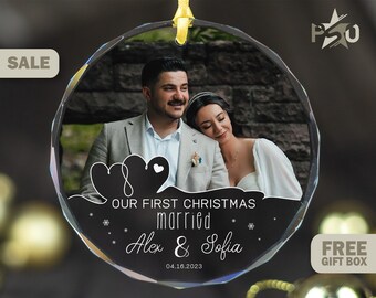 First Christmas Married Ornament Photo Personalized  Just Married Christmas Ornament Photo 1st Christmas Married Ornament 2023 PSO109