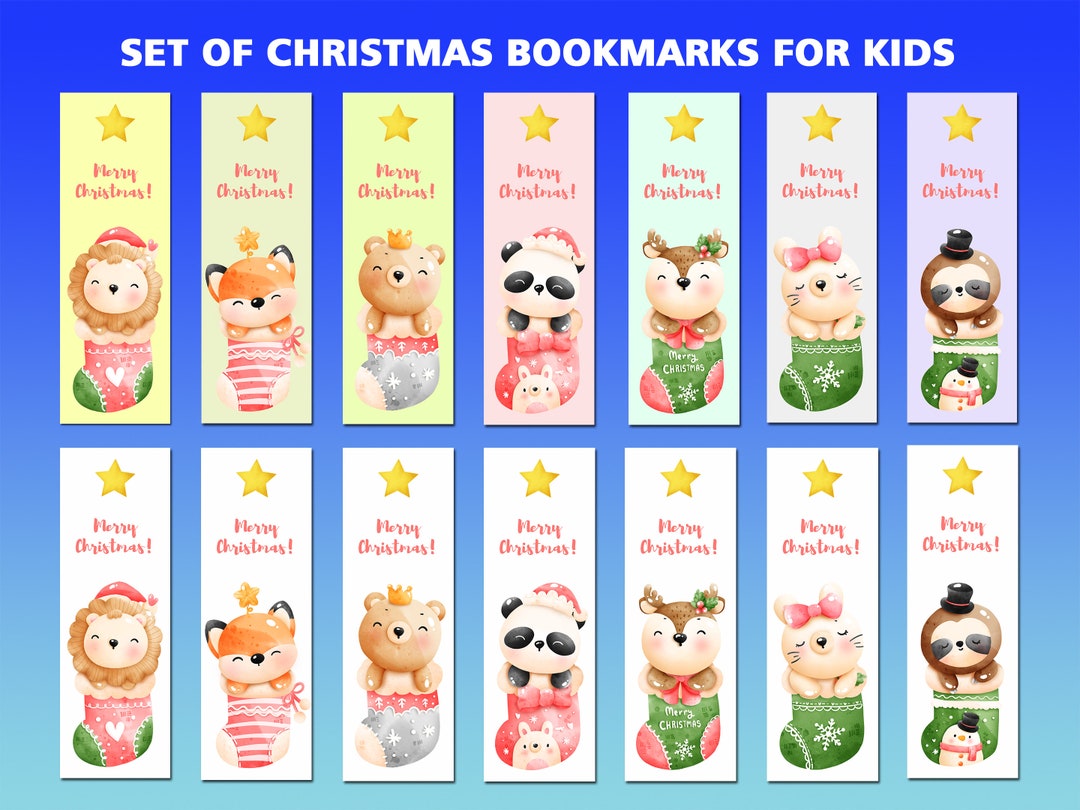 Set of Cute Animal Christmas Bookmarks | Printables for Kids | Holiday ...