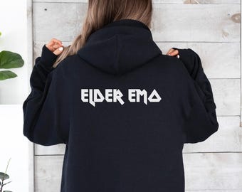Felpa con cappuccio emo per anziani, regalo emo, regalo per i millennial, felpa con cappuccio nostalgica, felpa con cappuccio emo, felpa con cappuccio metal, felpa con cappuccio di una band, moda alternativa, emo punk gotico alternativo