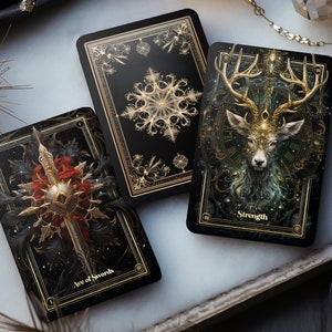 Baraja de Tarot Cristal Navideña con Guía: 78 Cartas de Tarot Moderno