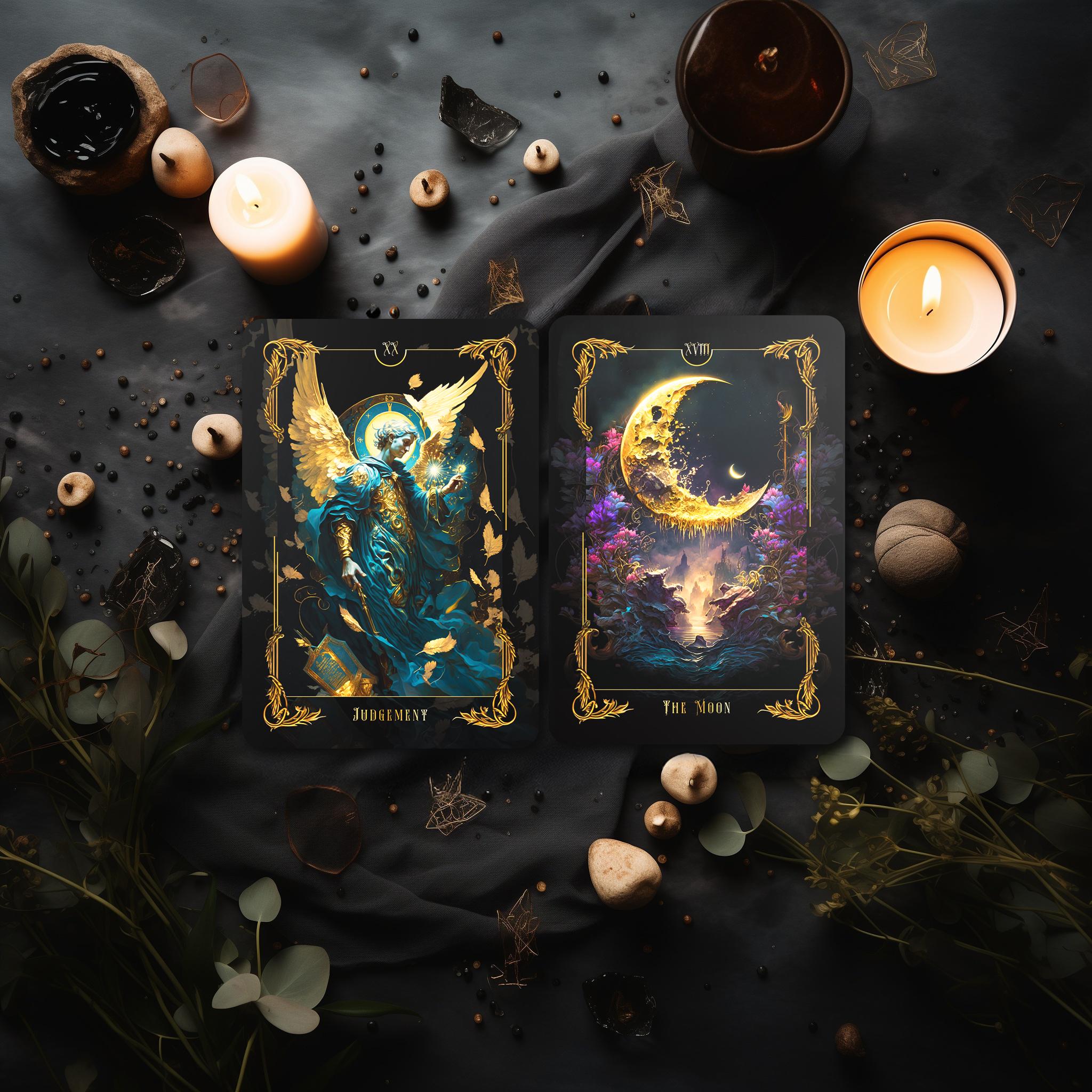 Be Heaven Tarot Deck – 78 Black Gold Cards With Guidebook, Spiritual ...