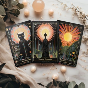 New Luck Tarot Deck with Guidebook, 78 Tarot Cards, Oracle Card Deck, Indie Beginner Divination Tools, Black Tarot, Tarot Karten