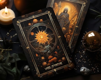 Jeu de tarots, jeu de cartes de tarot d'Halloween, jeu de tarot avec guide, tarot IA, carte d'Halloween, jeu de tarot lumière de l'âme, 78 cartes de tarot