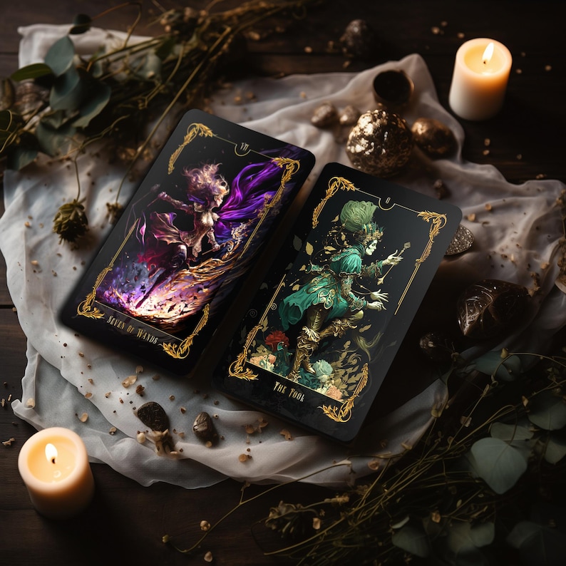 Be Heaven Tarot Deck – 78 Black Gold Cards With Guidebook, Spiritual ...