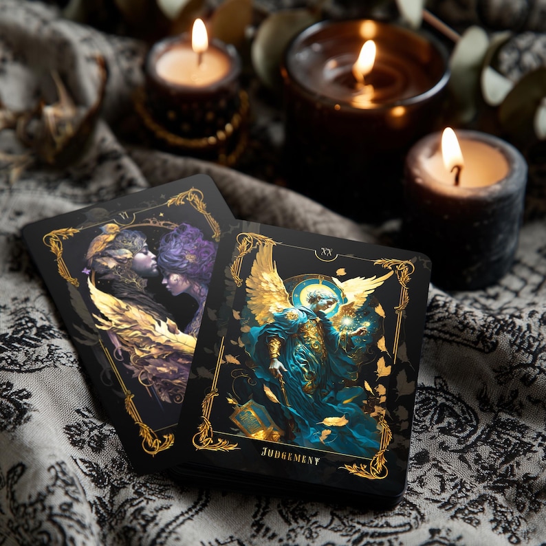 Be Heaven Tarot Deck – 78 Black Gold Cards With Guidebook, Spiritual ...