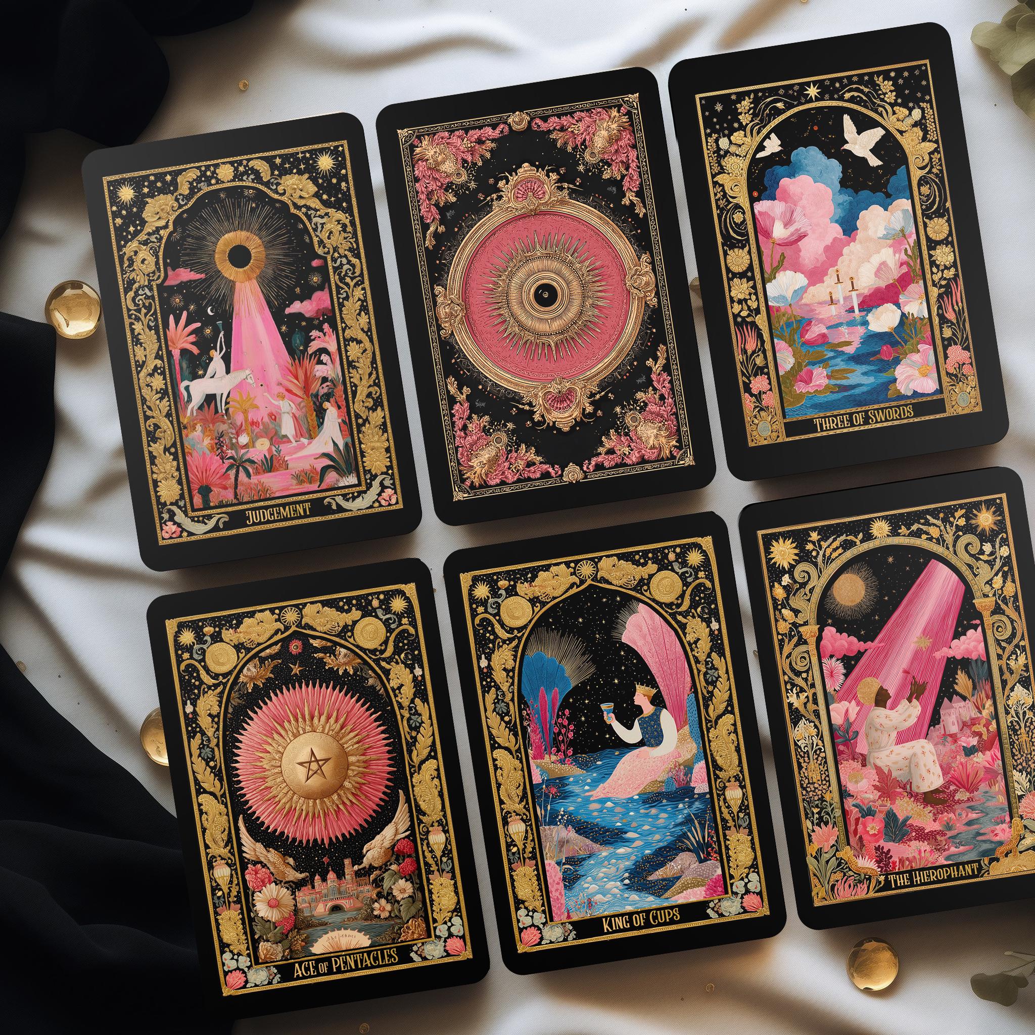 New Cycle Tarot Deck – 78 Card Black & Gold Deck With Guidebook - Etsy