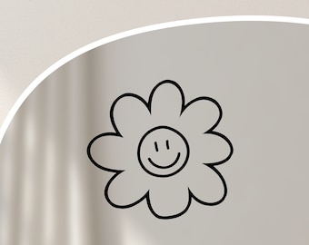 Smile Blume No. 1, Spiegelaufkleber / Sticker für Laptop, positives Mindset, Affirmation und Selbstliebe, Aufklebedesign für Zuhause