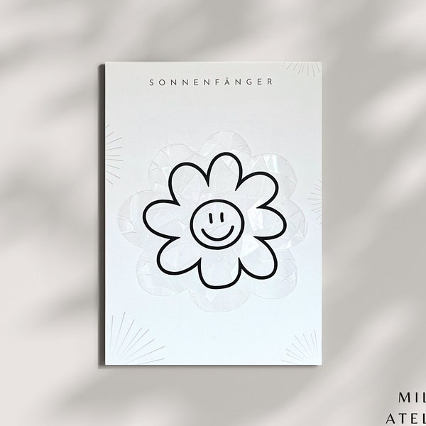 Sonnenfänger - Smile Blume / Fensteraufkleber, Prisma, Regenbogen für Zuhause, Affirmation und Selbstliebe