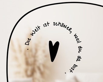 Herz No. 2, Spiegelaufkleber / Affirmation und Selbstliebe, stilvoller Sticker für Laptop, positives Mindset, Aufklebedesign für Zuhause