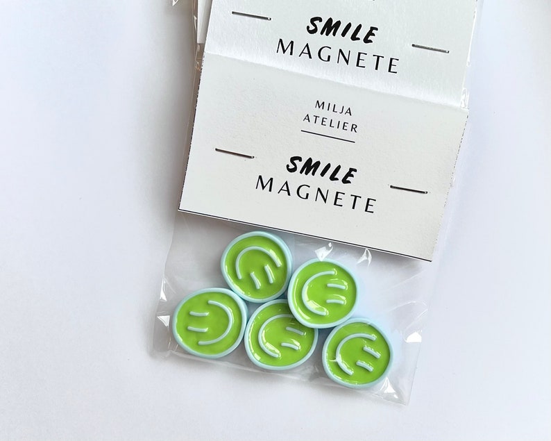 Smile Magnet-Set / grüne, pastellfarbene Kühlschrank-Magnete, gute Laune, Selflove, mentale Gesundheit afbeelding 4