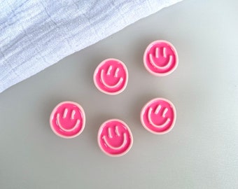 Smile Magnet-Set / rosa pastellfarbene Kühlschrank-Magnete, gute Laune, Selflove, mentale Gesundheit