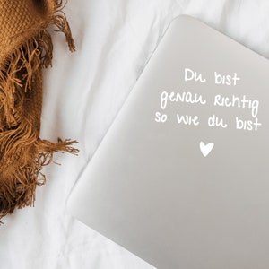 Du bist richtig No. 2 / Spiegelaufkleber, Laptopsticker, Affirmation, Motivation und Selbstliebe, positives Mindset Weiß