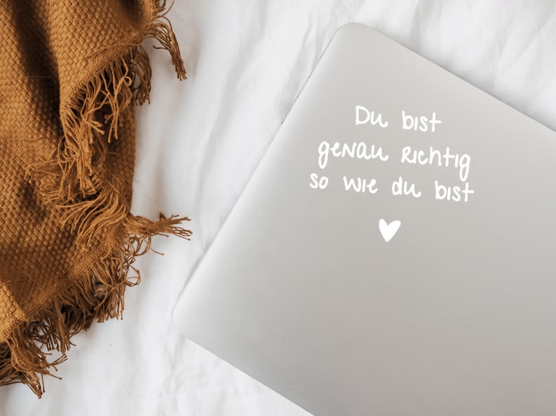 Du bist richtig No. 2 / Spiegelaufkleber, Laptopsticker, Affirmation, Motivation und Selbstliebe, positives Mindset Weiß