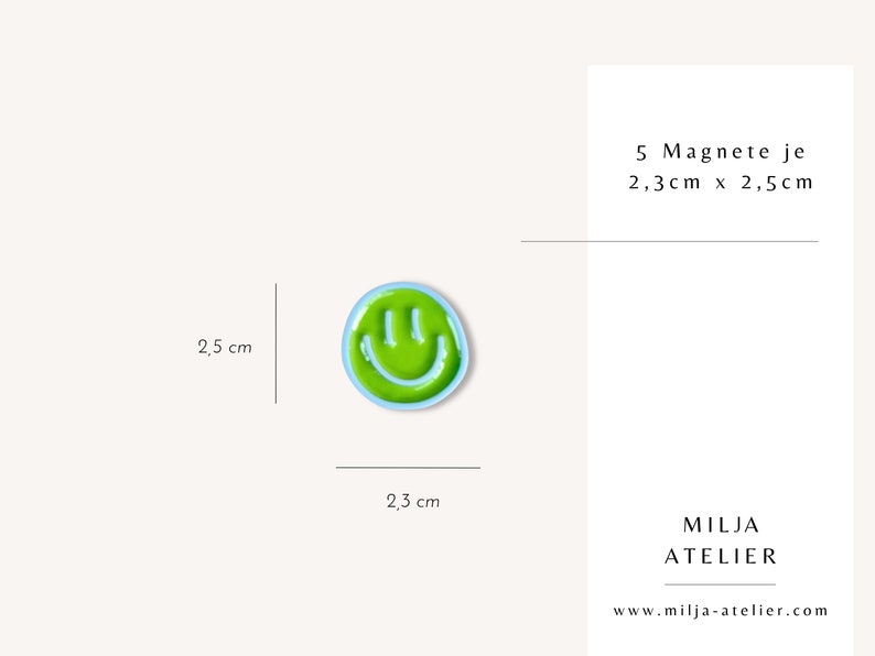 Smile Magnet-Set / grüne, pastellfarbene Kühlschrank-Magnete, gute Laune, Selflove, mentale Gesundheit afbeelding 2